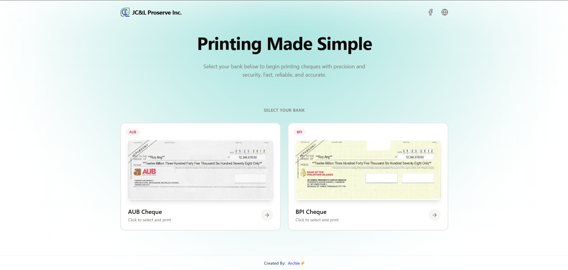 Cheque Printing System preview